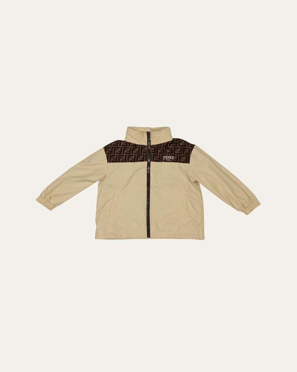 Boy's Monogram-Print Windbreaker, Size 3-6